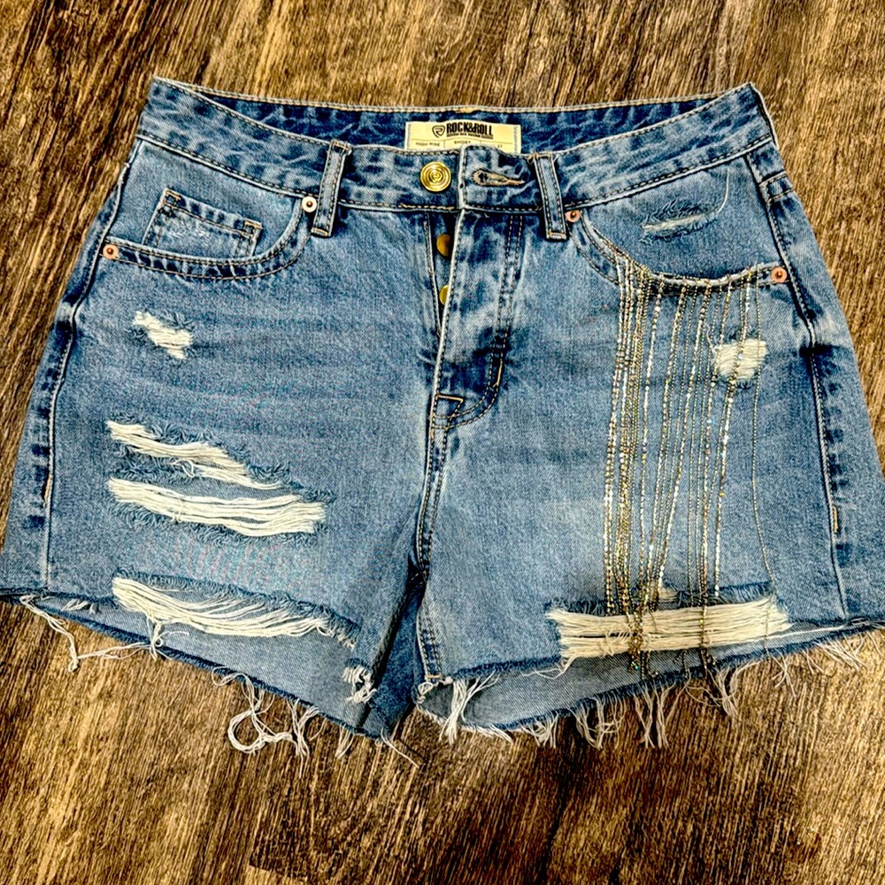 Rock and roll denim bling shorts size 27